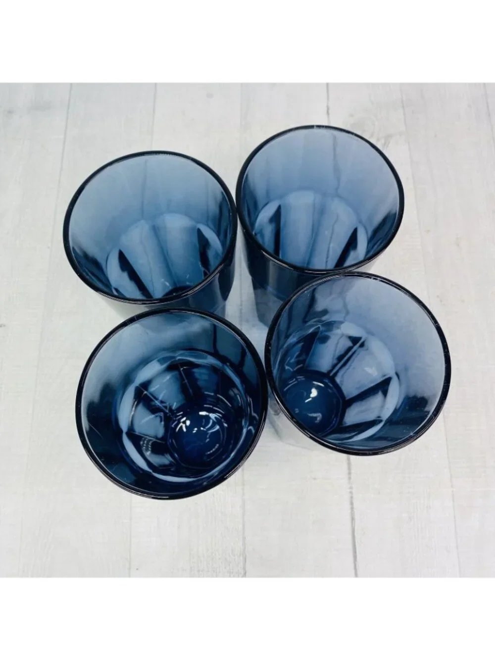 Libbey DURATUFF GIBRALTAR Dusky Blue Cooler Glass Panel Tumber Glasses  Set 4